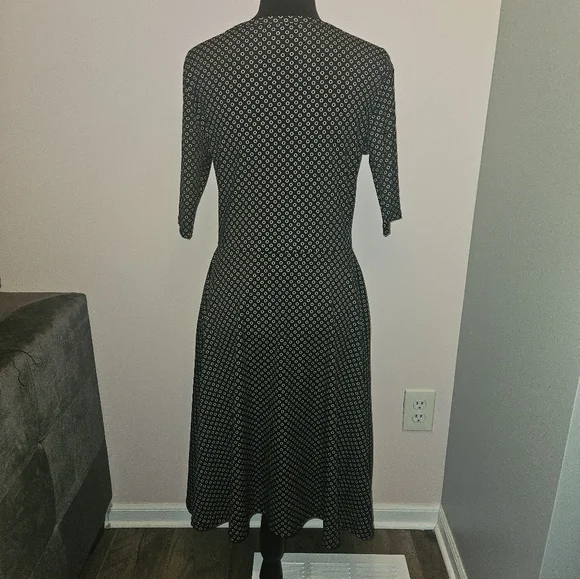 LuLaRoe Nicole Black & White Polka Dot Midi Dress - Size Large - Picture 4 of 8